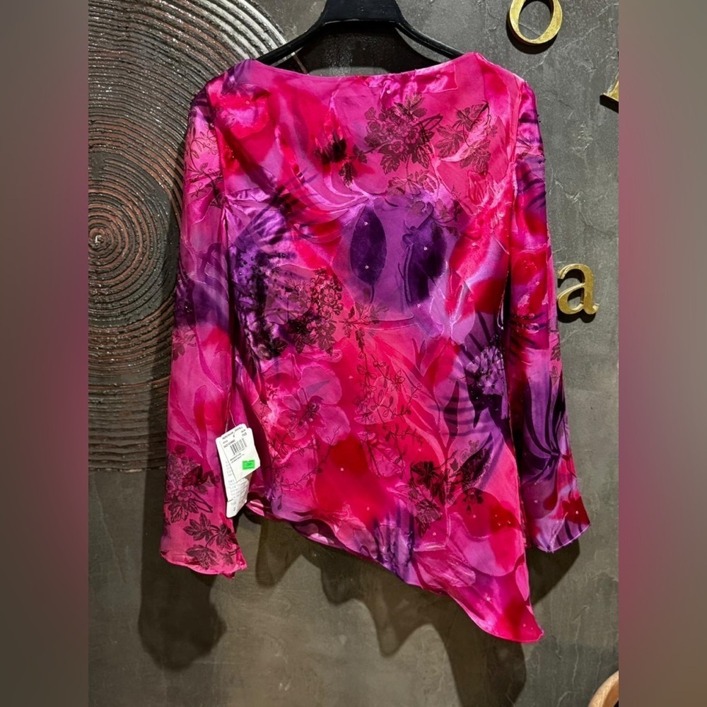 Papell Boutique Asymmetrical Skirt in Pink and Purple Floral